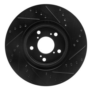 Acura TL Brake Rotor (1) - Front Left - R1 Concepts - Drilled & Slotted - Black - `09-`14